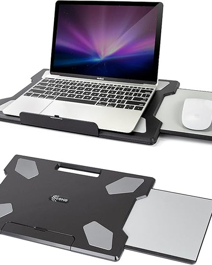 EHO Laptop Lap Desk with Retractable Mouse Pad, Portable Ergonomic Lap Pad with Heat Shield and Foldable Stopper, Lightweight Travel Lapdesk Fits up to 16" Laptops, Bed Sofa or Work Use