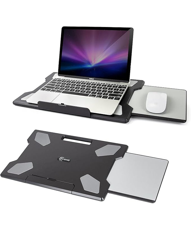 EHO Laptop Lap Desk with Retractable Mouse Pad, Portable Ergonomic Lap Pad with Heat Shield and Foldable Stopper, Lightweight Travel Lapdesk Fits up to 16" Laptops, Bed Sofa or Work Use
