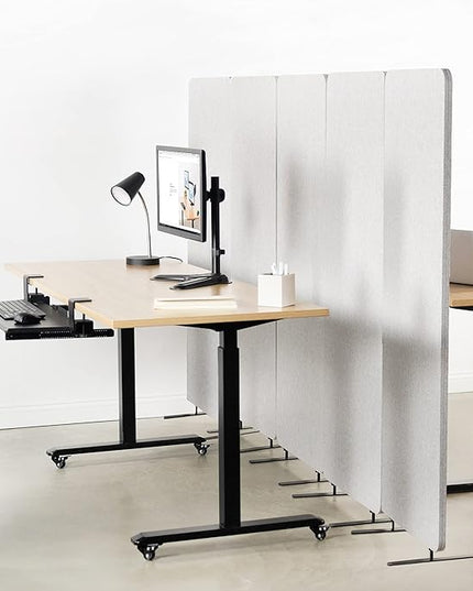 VIVO Freestanding 24 x 66 inch Privacy Panel, Cubicle Divider, Acoustic Wall Partition, Single 24 inch Panel with 2-Sided Zipper Attachment System, Gray, PP-1-T024G