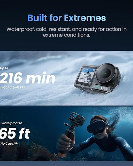 Xtra Edge Pro Action Camera, 4K Vlogging Camera with 1/1.3'' Sensor, 65ft Waterproof, Night View & Stabilization for Cycling, Diving, Sports Shooting