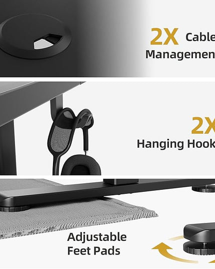 INNOVAR Electric Standing Desk, Adjustable Height Stand up Desks, 48 x 24 Inches Sit Stand up Desk for Home Office Computing, 3-Preset Memory Height Ergonomic Rising Desks, Warm Dark