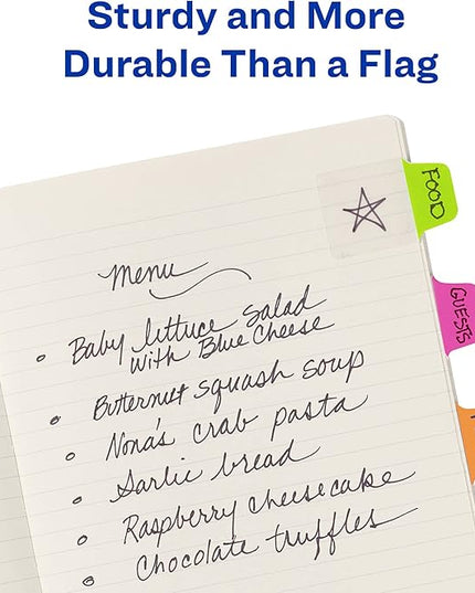 Avery Mini Ultra Tabs, 1" x 1.5", 2-Side Writable, Assorted Neon Colors, 40 Repositionable Tabs (74759)