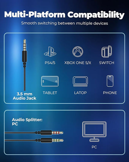havit H2002d Gaming Headsets for PS4,PC, 53MM Drivers Surround Sound PS5 Headset with Mic Gaming Headphones with Mic Durable Aluminum Frame Valentines Gifts for Men