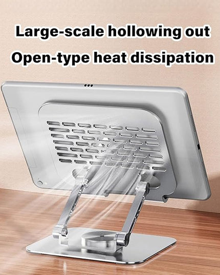 Portable Aluminum Tablet Stand 360°Adjustable Nonslip Holder for Most Phones Tablets & Laptops Ergonomic Rotating Tablets Stand