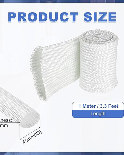 uxcell Insulation Cable Protector,45mm/1.77 Inch-1m/3 Feet High Temp Fiberglass Sleeve White