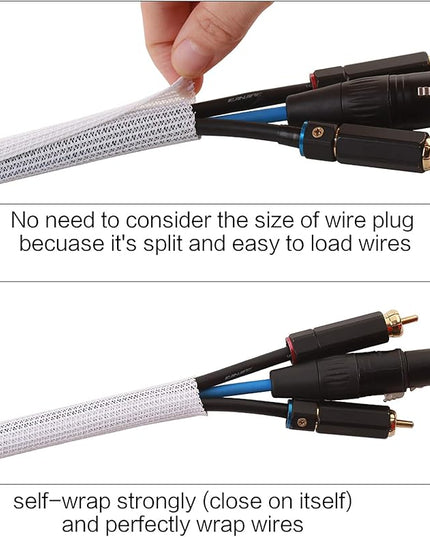 Alex Tech 25ft - 3/4 inch Cord Protector Wire Loom Tubing Cable Sleeve Split Sleeving for USB Cable Power Cord Audio Video Cable - Protect Cat from Chewing Cords - White