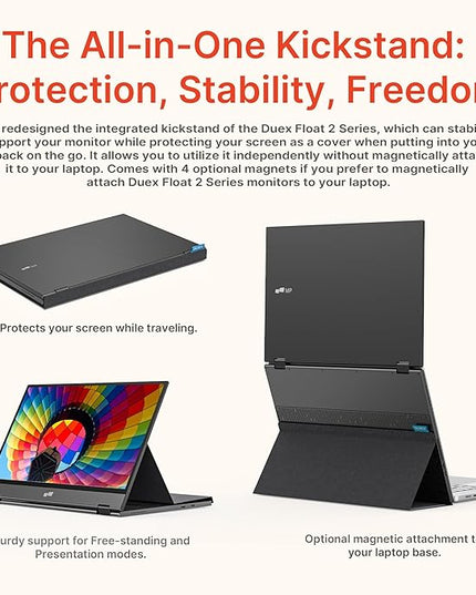Portable Monitor - Mobile Pixels Duex Float 2.0 Pro 16-inch 2.5K Laptop Monitors, New Stacked Monitor for 15-16-inch Laptops. Built-in Dual Speakers, USB C/HDMI, Window/Mac/PC/Android Compatible