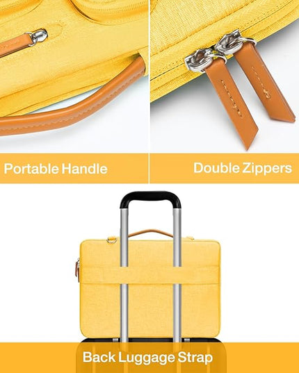 MOSISO 360 Protective Laptop Shoulder Bag,13-13.3 inch Computer Bag Compatible with MacBook, HP, Dell, Lenovo, Asus Notebook,Side Open Messenger Bag with 4 Zipper Pockets&Handle, Yellow