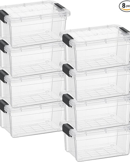 Superio Clear Storage Bins with Lids, 3 Quart BPA Free Plastic Containers, Transparent Boxes for Organizing, Stackable Crates, Organizer Totes for Home, Office, School, and Dorm