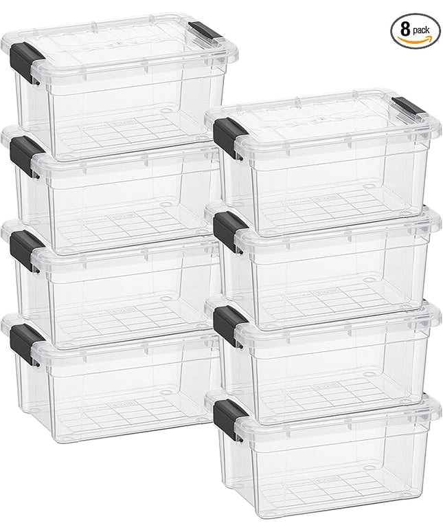 Superio Clear Storage Bins with Lids, 3 Quart BPA Free Plastic Containers, Transparent Boxes for Organizing, Stackable Crates, Organizer Totes for Home, Office, School, and Dorm