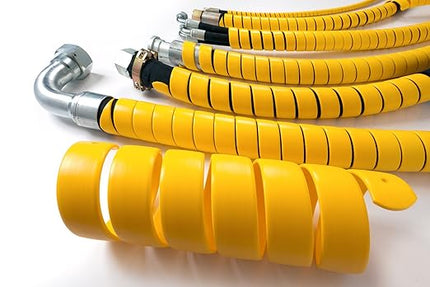 Caplugs SPPC Series – Safeplast Safe-Spiral Pre-Cut Spiral Wrap, Hose & Cable Protector, Yellow HD-PE, 1.25" OD x 20' Pre-Cut Length, Hydraulic & Pneumatic Hoses (32PC20ye)