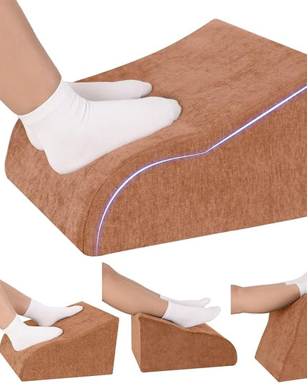 Foot Rest for Under Desk at Work, Ergonomic Under Desk Footrest with Washable Cover for Office, Home & Gaming Leg Elevation Pillow Brown