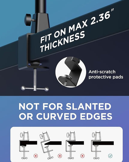 InnoGear Mic Boom Arm, Microphone Stand with Cable Management Channels Height Riser for Blue Yeti FIFINE AM8 K669B HyperX QuadCast S SoloCast AT2020 Shure SM7B MV7 and Other Mics