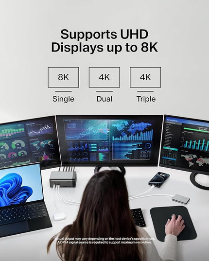 Belkin USB-C Hub, 11-in-1 Pro GaN Dock 150W, Multi-Port Docking Station w/USB-C, USB-A, Ethernet, SD, MicroSD, 3.5mm Port, 4K HDMI Ports for Triple Monitor Display - Compatible w/MacBook Pro & More