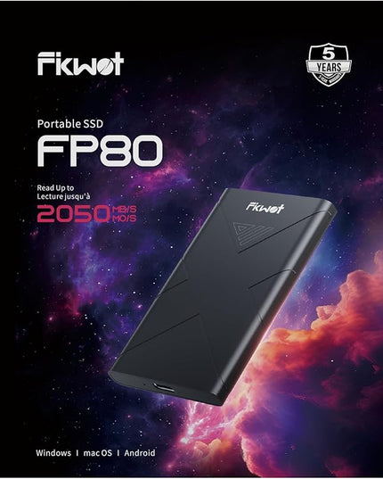 1TB External SSD, Portable SSD, Up to 2000MB/s, USB 3.2 Gen2x2 External Solid State Drives, Compatible with Smart TV, PS5/PS4(Pro), iPhone 15/16, Xbox, Mac & Windows and Other Devices(FP80)