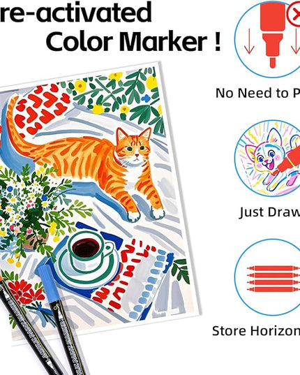 WINSONS 60 Colors Acrylic Paint Markers, Dual Tip with Fine Tip and Brush Tip Pens for Rock Painting Supplies, Canvas, Wood, Calligraphy, Metal, Ceramic, Glass, DIY Crafts Art Supplies Kit