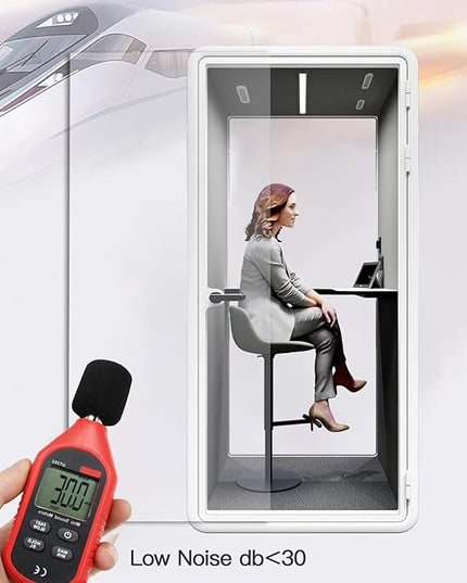 Quiet Meeting Pod with Acoustic Panels, Office Soundproof Room with Furniture, Portable Removable Working Booth for Private Phone Calling, Study, Individual Seater Personal Office H92in W43in D40in