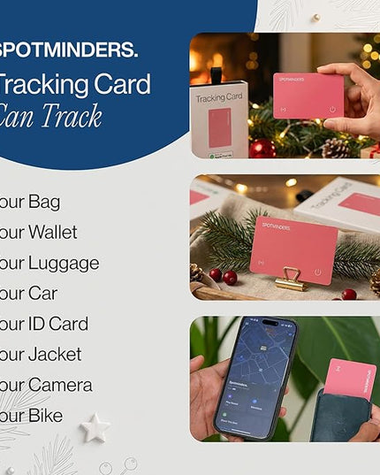 SPOTMINDERS Apple MFi Certified Wallet Tracker for Valentines Day Gifts for Women (iOS Only) Works with Apple Find My IP68 Rechargeable Tracking Card 0.07in Slim iPhone Item Finder for Luggage, Purse