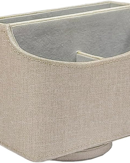 UnionBasic Rotating Desk Organizer, 360 Degree Desk Spinning Caddy, Desktop TV Guide/Mail/Media/Remote Controller Holder Organizer, Linen Texture Leather Beige