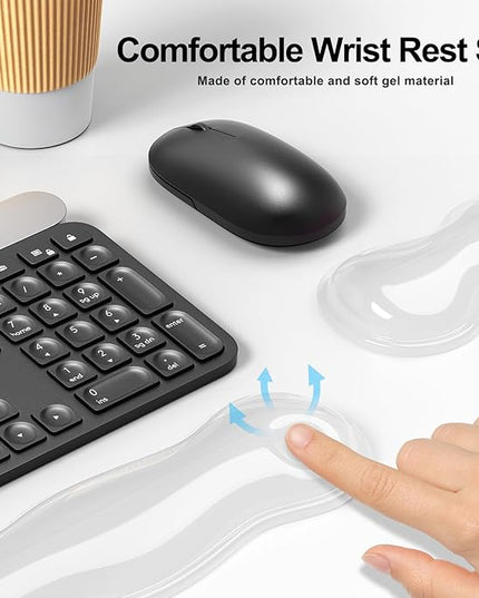 Gel Keyboard and Mouse Wrist Rest Set, Comfort Ergonomic Wrist Support, for Wrist Pain Relief, Computer Keyboard Wrist Rest (Transparent)