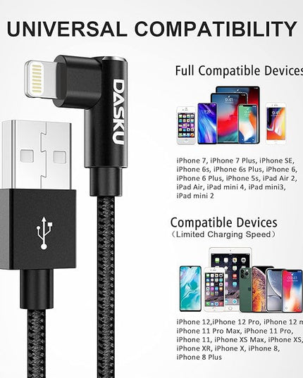 Short iPhone Charger 1FT 2Pack [ MFi Certified] 12 inch 90 Degree Lightning Cable Fast Nylon Braided Right Angle iPhone Charging Cord Compatible with iPhone 14/13/12/11/XS/XR/X/8/7/6/6s Puls/iPad