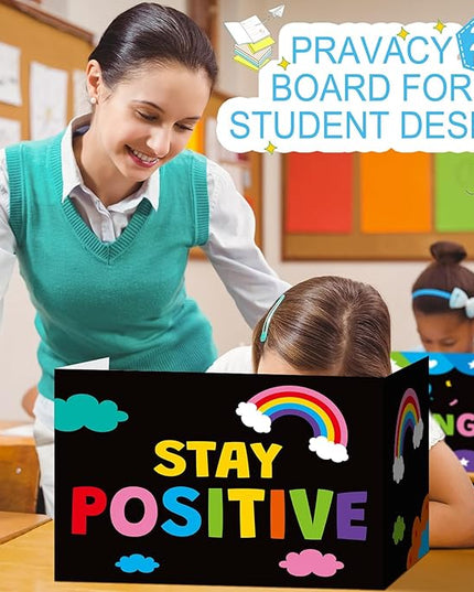 Honoson 24 Pcs Bulk Inspirational Privacy Folders for Students Cardboard Test Privacy Boards Motivational Words Desk Dividers Shield for Classroom School Study Supplies, 6 Styles(Colorful)