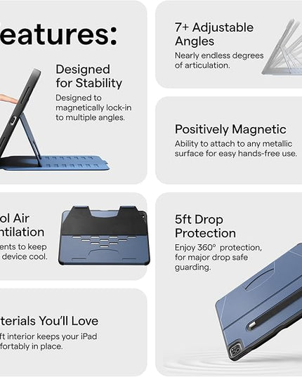 ZUGU CASE for 10.2 Inch iPad 7th / 8th / 9th Generation Case (2021/2020/2019), Protective, Thin, Sleek Design, Magnetic Stand, Sleep/Wake Cover, Magnetic Cover, Slate Blue