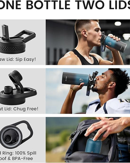 32oz Insulated Water Bottle, Triple Wall Vacuum Stainless Steel Water Bottles - Keeps Cold 48H, Reusable Metal water flask Jug for Gym, Sports, Camping, Hiking,Travel, Starry Sky-Indigo/Black