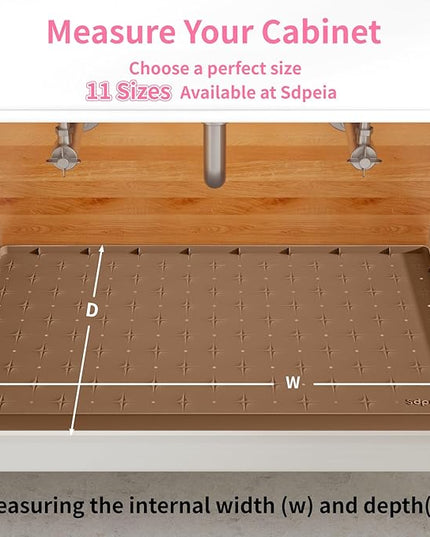 Sdpeia Under Sink Mat 31"×22" Waterproof Silicone Cabinet Liner & Sink Protector for Kitchen & Bathroom, Multi-Purpose Organizers Tray for Pets, Laundry, Cat Litter Mat