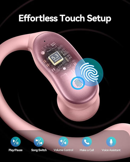 GNMN Active Noise Cancelling Ear Buds Wireless Earbuds 96hrs Playback Bluetooth Headphones Dual Battery Display Stereo Bass Earphones with Earhooks Microphone IPX7 Waterproof for Sports/Workout