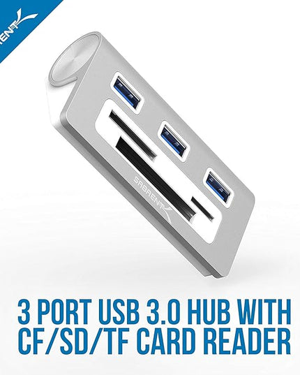 SABRENT Premium 3 Port Aluminum USB 3.0 Hub with Multi in 1 Card Reader (12" Cable) for iMac, All MacBooks, Mac mini, or Any PC (HB-MACR)