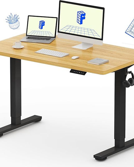 FLEXISPOT EN1 One-Piece Standing Desk with 1-Inch Thick Desktop, 48"x24" Electric Height Adjustable Desk for Home Office & Multi-Device Workstations, Maple