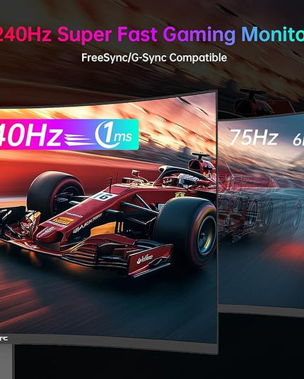 KTC 32 Inch 240Hz Curved Gaming Monitor, 2K 1440P Computer PC Monitor with 1000R 1ms Frameless, Adaptive Sync,122% sRGB, HDMI, DisplayPort, Tilt Adjustable, H32S25E