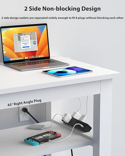40W Fast Charging Station,Desk Clamp Power Strip 20W USB C,8 Outlets,8 USB Ports,4 USB C and 4 USB A, Office Furniture Nightstand Edge Mount Surge Protector, 14AWG Cord, Fits 1.9" Tabletop Edge