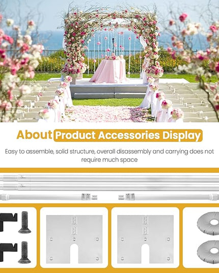 Jiang&Rong 10x10Ft Double Crossbar Backdrop Stand - Pipe and Drape Heavy Duty Adjustable Metal Frame with Drape Kit, Photographic Studio Backdrop Stand for Wedding, Birthday Party, Banquet Decorations