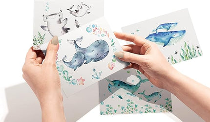 Twigs Paper - Assorted Ocean Animals Greeting Cards - Stationery Cards with Envelopes - Thank You Card - Blank Note Cards - Greeting Cards for All Occasions - Made in USA (5.5 x 4.25, Set of 12)