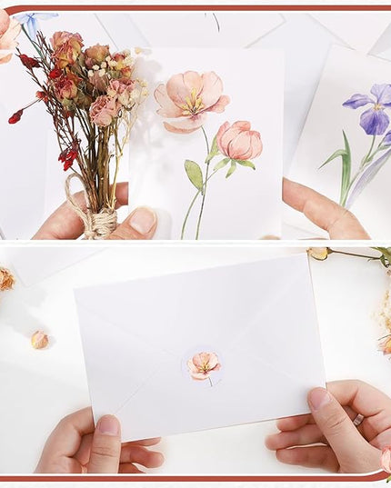 Blank Cards and Envelopes, 40 Pack Blank Cards 4x6 Inches (10 Floral Designs), Elegant Blank Greeting Card, Blank Note Cards with Sealing Stickers for Birthdays, Weddings, Most Other Occasions