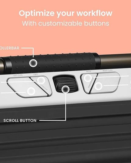 Contour Design Rollermouse Go - Portable Wireless Roller Mouse for Carpal Tunnel Relief, Compact Mouse with Bluetooth & USB, Ambidextrous 5-Button Design, Lightweight Aluminum, Mac & PC Compatible