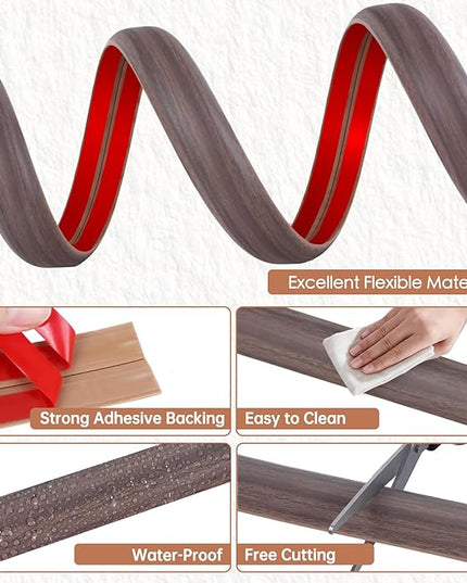 Floor Cord Cover for Wires on Floor Self Adhesive Cord Hider Floor Cable Management Wire Covers for Cords Protector Prevent Cable Trips Cord Cavity W 0.32" x H 0.32", Grayish Brown Wood, 3.3Ft