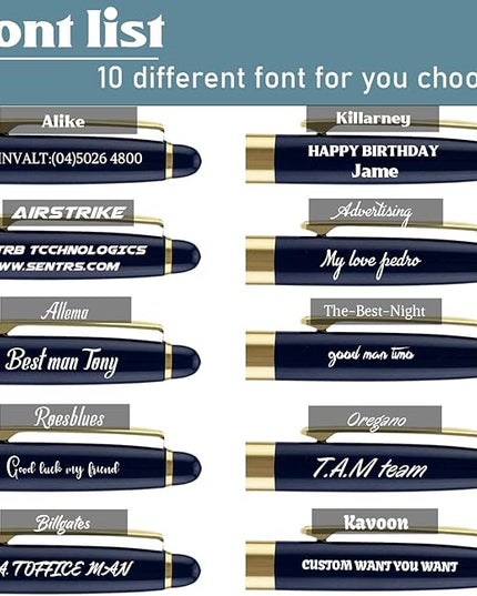 Ancolo Personalized Fancy Pens Quality Advertising Buesiness Gift Office Writing Set- Engraved with Your Message Name Company Team Name, Phone Number Perfect for Business Men 5 Pens/BOX