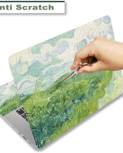 Laptop Skin Sticker Decal,12" 13" 13.3" 14" 15" 15.4" 15.6 inch Laptop Vinyl Skin Sticker Cover Art Protector Notebook PC (2 Wrist Pad Skins Included), Decorative Waterproof Removable, Green Theme
