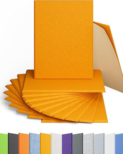12 Pack Acoustic Panels Self Adhesive Sound Proof Foam, High Density Sound Acoustic Panel, 16X12X0.4 Inch 4:3 Rectangle Panels in Home, Office, Reccording Room, Studio,and more(Orange)