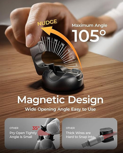 10 Pack Magnetic Cable Clips [2025 Minimum Size] LISEN Halloween Decor Christmas Decorations Indoor, Magnetic Cord Holder for Nightstand Desk, Cable Management for Home Office Organizer Dorm Wall Car
