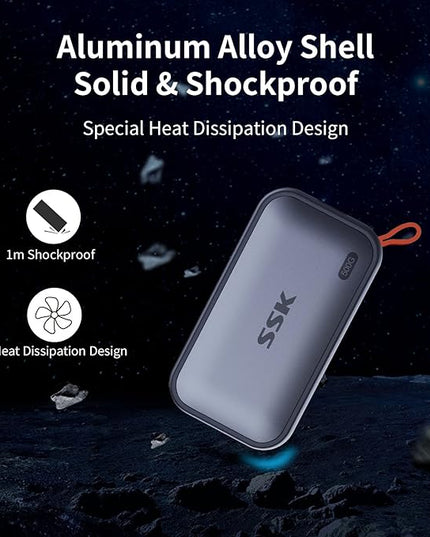 SSK Portable SSD 500GB External Solid State Drives, up to 1050MB/s USB C SSD External Hard Drive USB 3.2 Gen2 for iPhone 15/Pro, Windows, Mac, Android Phones and Tablets