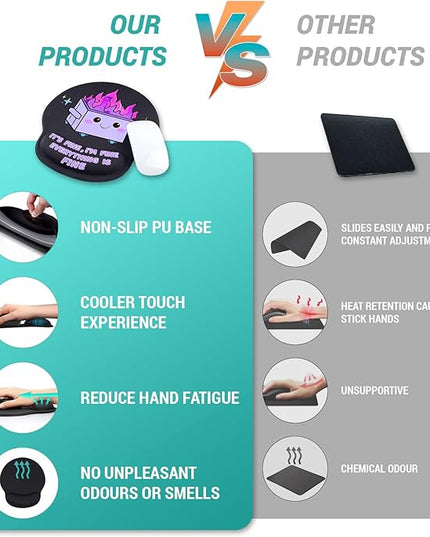 Ergonomic Mouse Pad with Wrist Support, Cute Funny Gel Mouse Pads Wrist Rest, Dumpster on Fire Comfortable Computer Mousepad for Gaming Laptop Work Home Desk Accessories Office Supplies Decor