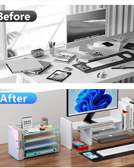 gianotter 4-Tier Paper Organizer With Magazine Holder, Desk Organizers and Accessories, Desk Accessories & Workspace Organizers, File Organizer for Office Supplies Storag (Blue, 4-Tier)
