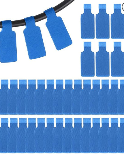 PATIKIL 48Pcs Cable Labels Tags, 1.8" Write on Wire Tags Cord Labels Hook Loop Rectangle Cable Ties for Electronics Organize Wire Classify Identification Management, Dark Blue