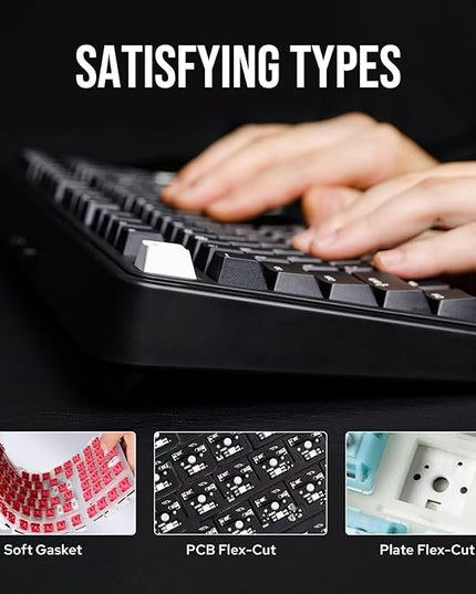 EPOMAKER TH99 Tri-Mode Wireless Mechanical Keyboard with 8000mAh Battery, Hot Swappable Custom RGB Gaming Keyboard with Numpad, Gasket Creamy for PC/Mac/Office (Black, Creamy Jade)