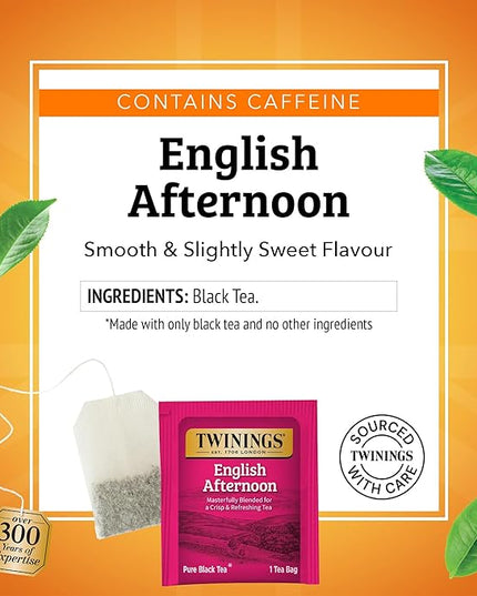 Twinings English Afternoon Black Tea Individually Wrapped Bags, 20 Count (Pack of 6), Smooth & Slightly Sweet, Caffeinated, Enjoy Hot or Iced, 120 Teabags