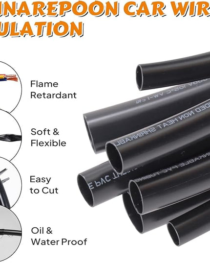 SUNNAREPOON Black Wire Harness Tubing, Car Unshrinkable Insulation Cord Sleeve for Wire Shielding Sheathing Organizer/Protection/Covering (3/4''(20MM) - 10FT(120INCH))